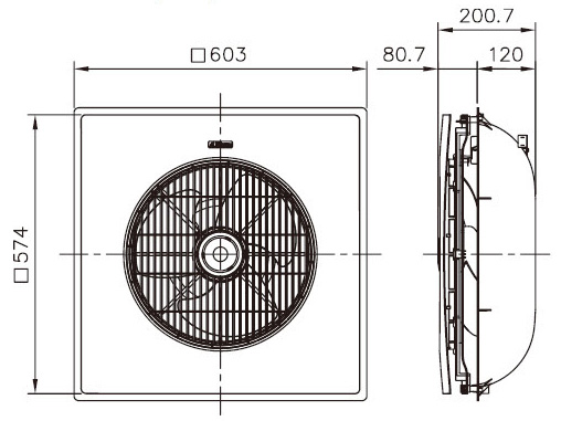 Kích thước quạt ốp trần SA
