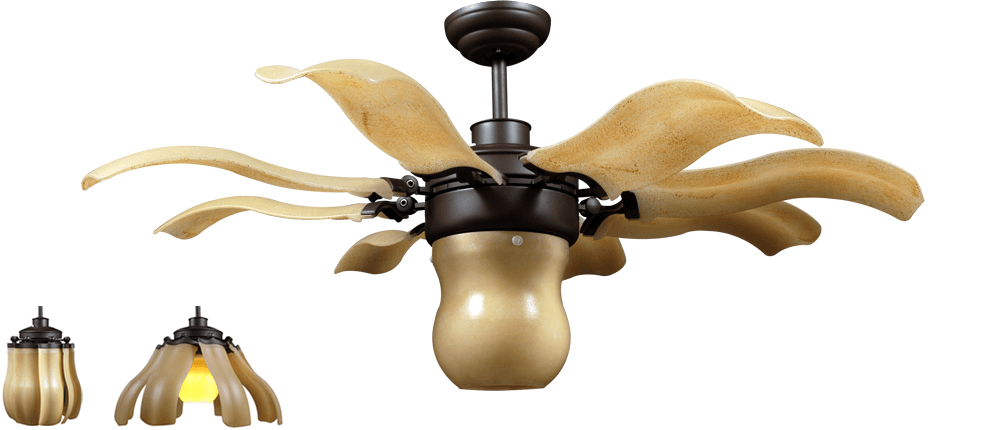 quạt trần 8 cánh xếp cụp xòe độc đáo