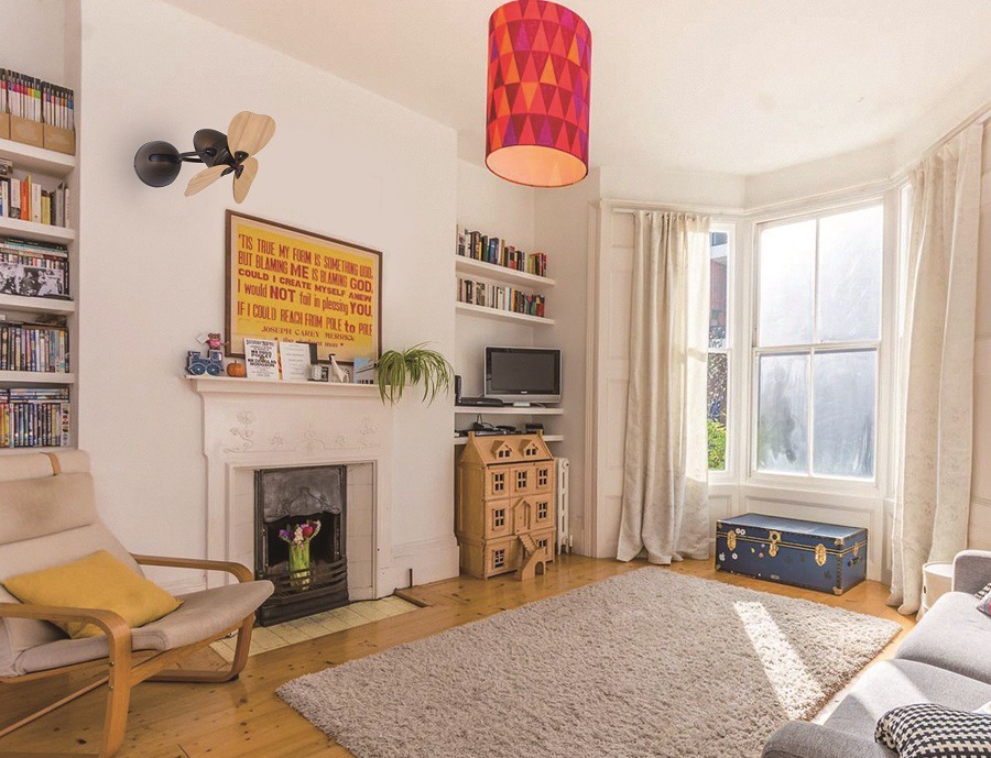 Điểm nhấn nổi bật của quạt treo tường Fino Mr.Vũ nằm ở 3 cánh quạt làm từ gỗ tự nhiên