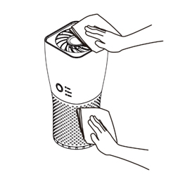 Nhẹ nhàng lau bụi xung quanh thân sản phẩm bằng vải mềm