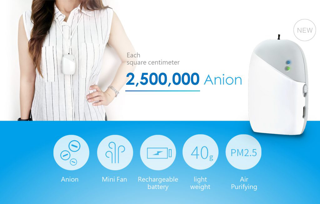 Máy lọc không khí cá nhân đeo cổ dễ dàng sử dụng