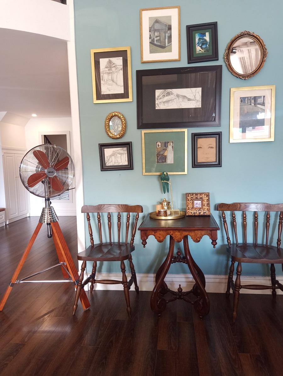 quạt đứng 3 chân gỗ đẹp mát êm