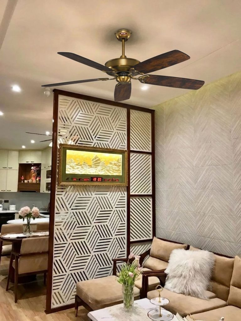 Mẫu quạt trần cánh gỗ không đèn lắp cho phòng khách