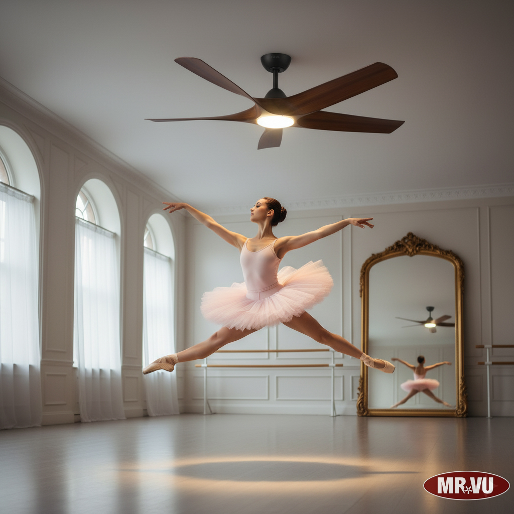 quạt trần 5 cánh nhựa giả gỗ VISION kèm đèn