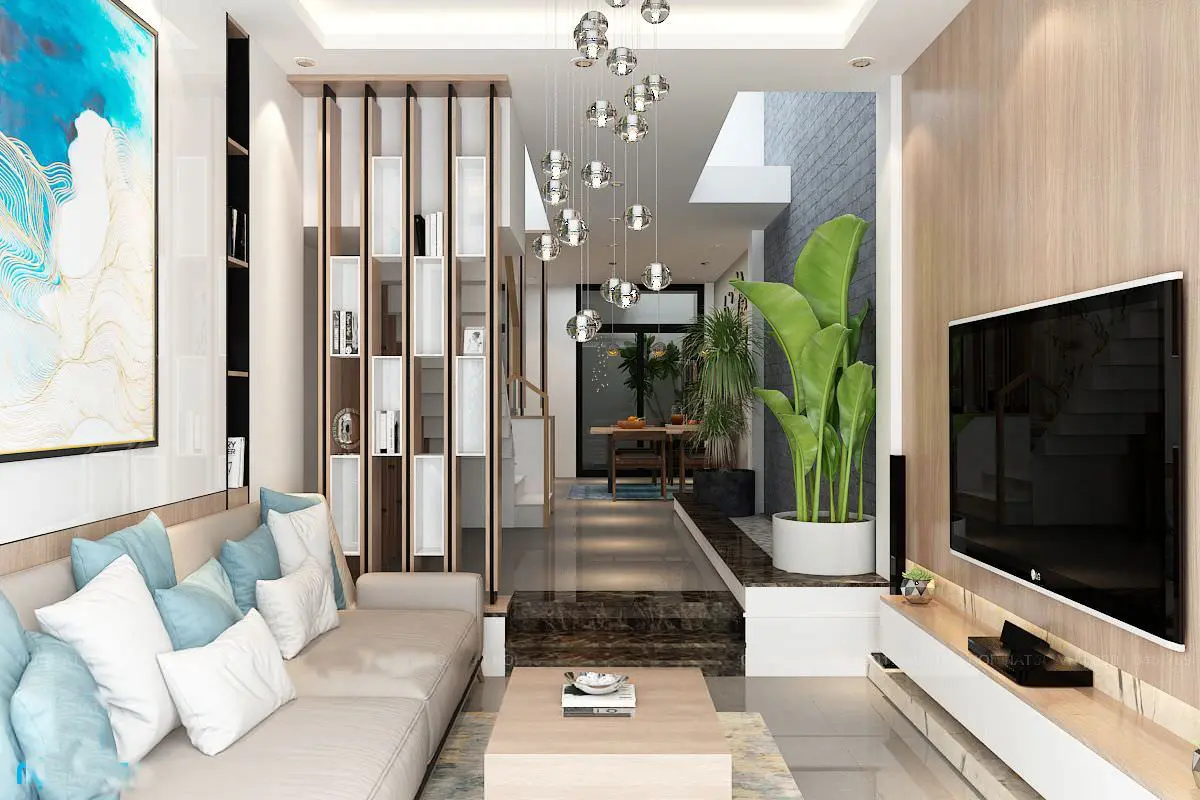 55+ Mẫu thiết kế nội thất phòng khách nhà ống đẹp, hiện đại 2025