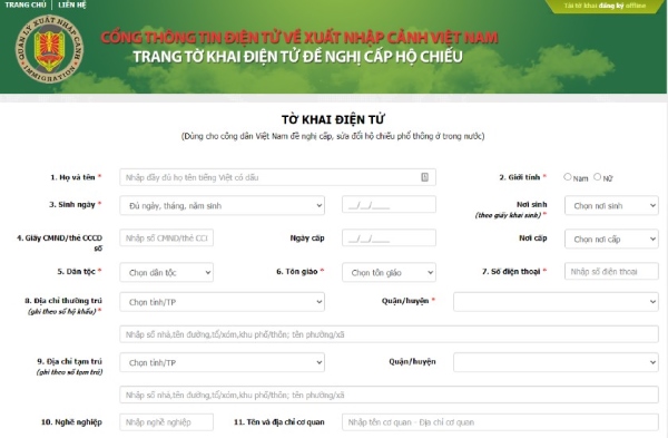 Gia hạn hộ chiếu online - Bước 2