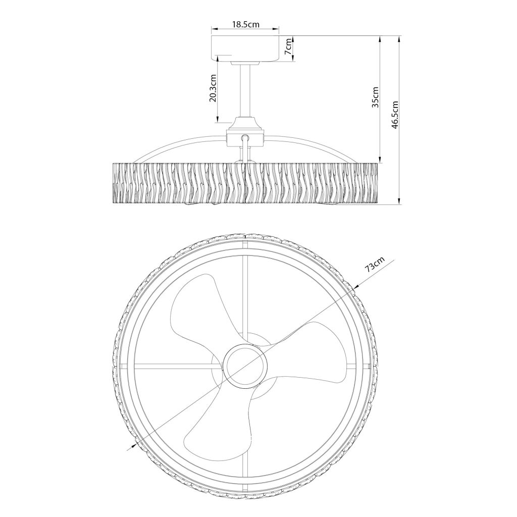 Chi tiết kích thước quạt WAVE