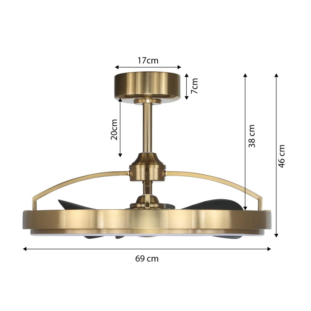 Kích thước quạt trần đèn WHEEL