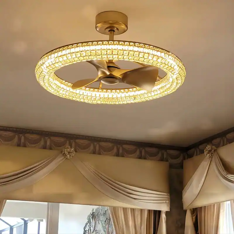 Mẫu quạt đèn pha lê đẳng cấp - ELEGAN