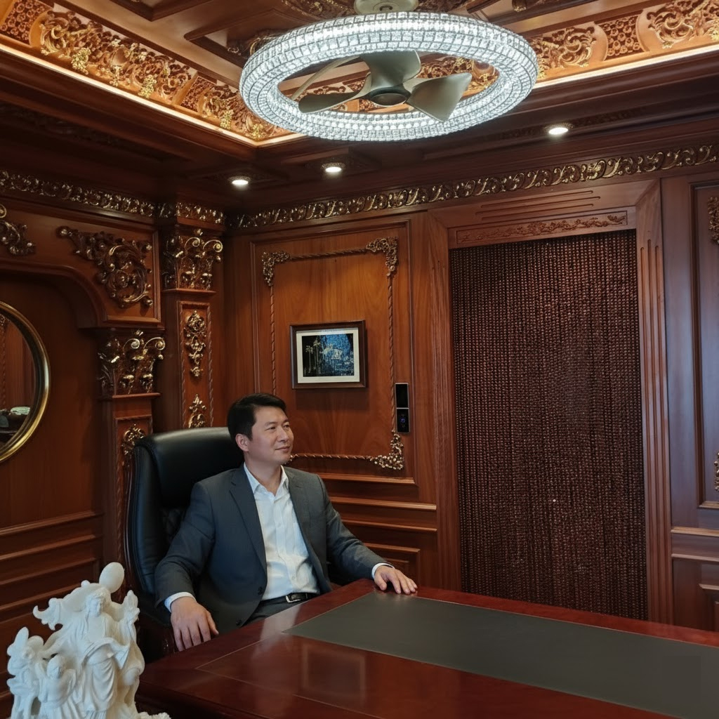 Hình ảnh lắp đặt thực tế quạt pha lê Elegan - Nâng tầm không gian sống