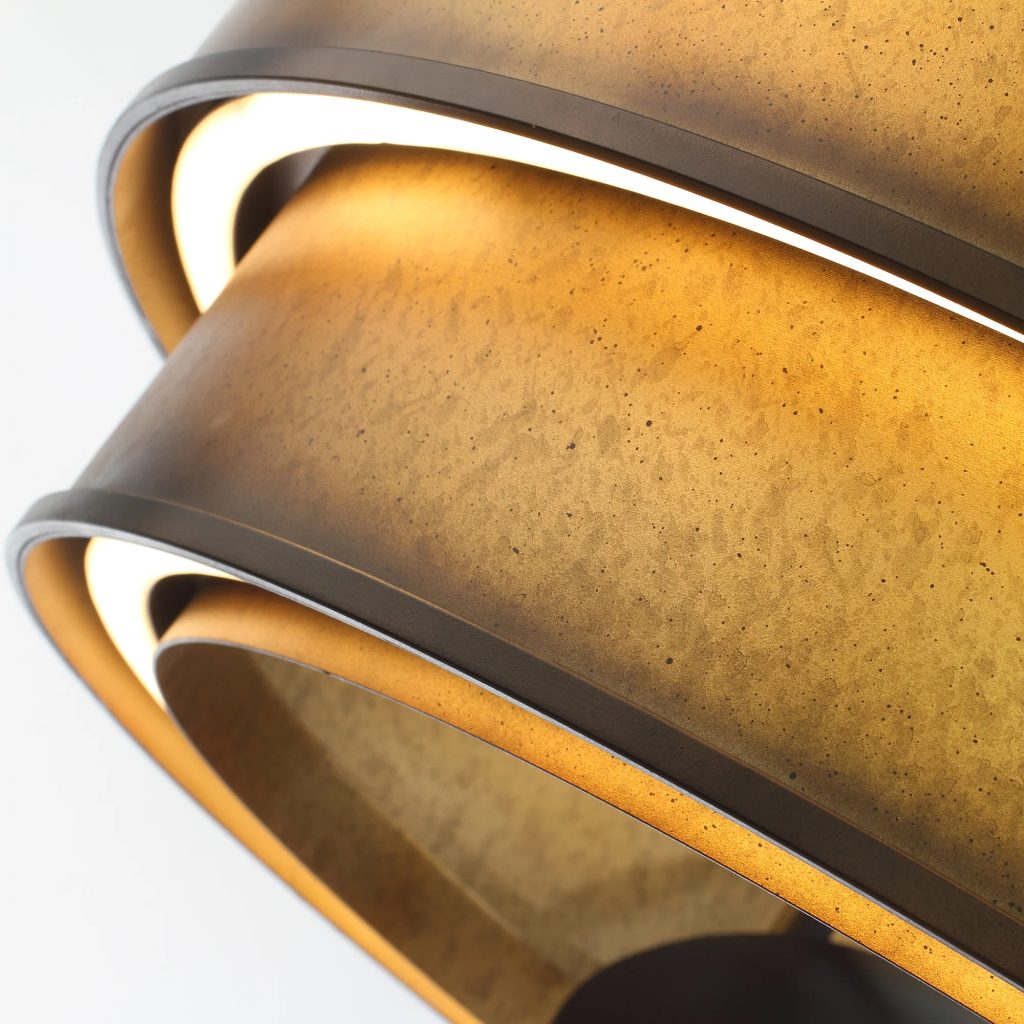 Đèn led chiếu sáng từ 2 vòng tròn sơn màu vàng đen sang trọng