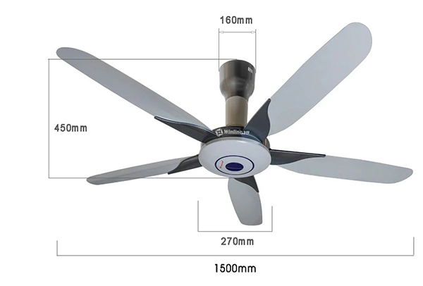 Kích thước của quạt trần Vinawind QT-1500X