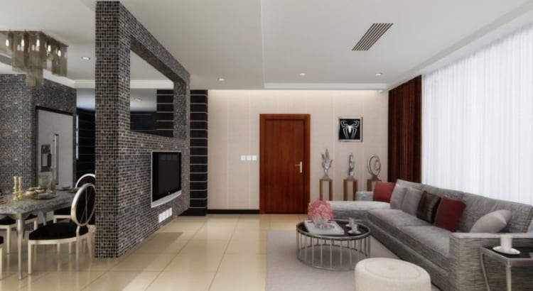 vách ngăn phòng khách và bếp