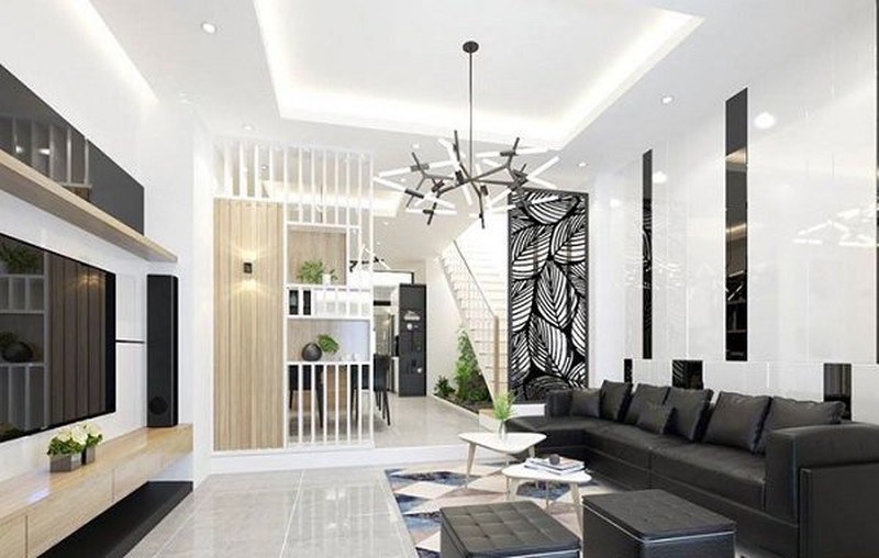 vách ngăn phòng khách và bếp