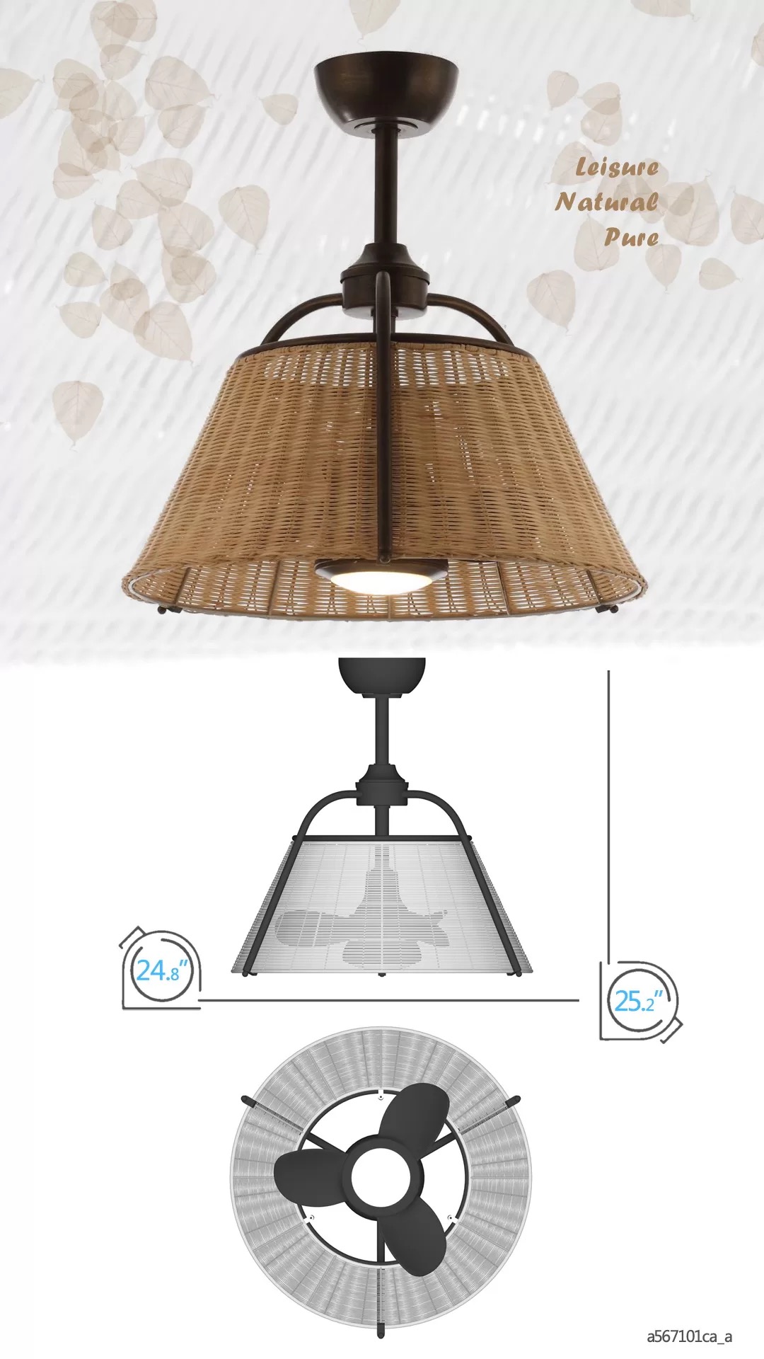 Quạt trần có sải cánh ngắn Mr.Vu nổi bật với động cơ bền bỉ và tiết kiệm điện năng