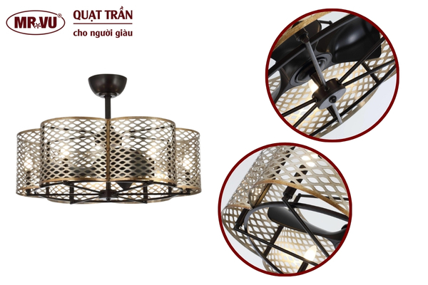 Các mẫu quạt trần có đèn trang trí phòng khách, phòng ngủ 25 Quạt trần Arthur vừa làm mát vừa tạo không gian chiếu sáng sang trọng
