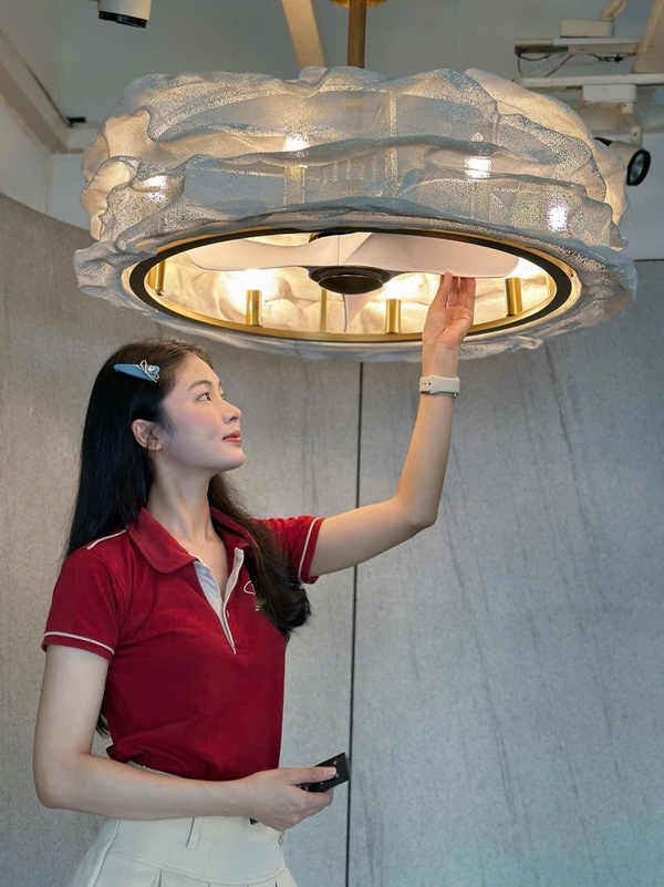 Các mẫu quạt trần có đèn trang trí phòng khách, phòng ngủ 15 Quạt trần có đèn tích hợp động cơ DC hiện đại, tiết kiệm điện, vận hành êm ái