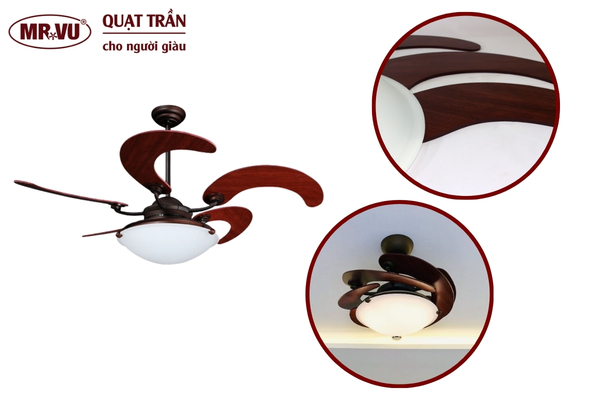 Các mẫu quạt trần có đèn trang trí phòng khách, phòng ngủ 19 Quạt trần Sole với thiết kế giấu cánh độc đáo