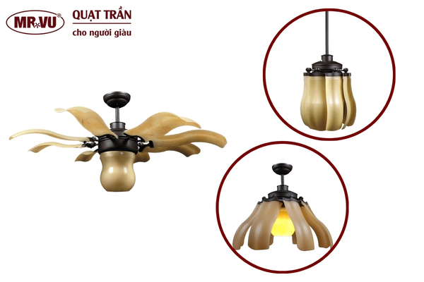 Các mẫu quạt trần có đèn trang trí phòng khách, phòng ngủ 21 Quạt trần FIORE lấy cảm hứng từ hoa Tulip, tạo hiệu ứng bung nở ấn tượng khi vận hành