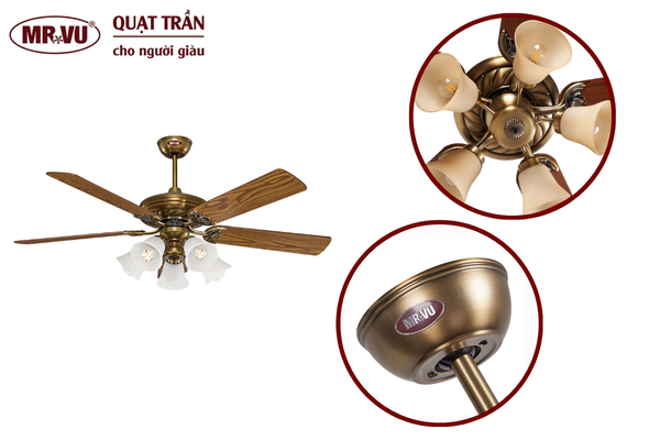 Các mẫu quạt trần có đèn trang trí phòng khách, phòng ngủ 22 Quạt trần Lotus Gold lấy cảm hứng từ hoa sen Á Đông