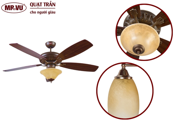 7+ Quạt trần có đèn điều khiển từ xa chạy êm nhất hiện nay 14 Quạt trần đèn Legend cánh nhựa ABS cao cấp giả gỗ, remote 6 tốc độ