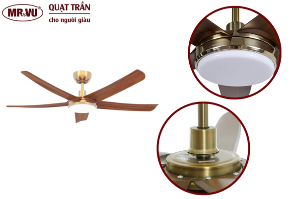 7+ Quạt trần có đèn điều khiển từ xa chạy êm nhất hiện nay 17 Quạt trần đèn Hero 5 cánh nhựa PC, phù hợp phòng khách và không gian lớn