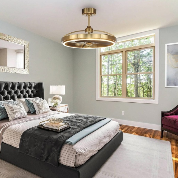 Mẫu 9: Quạt trần đèn Led hiện đại Wheel phù hợp với không gian phòng ngủ