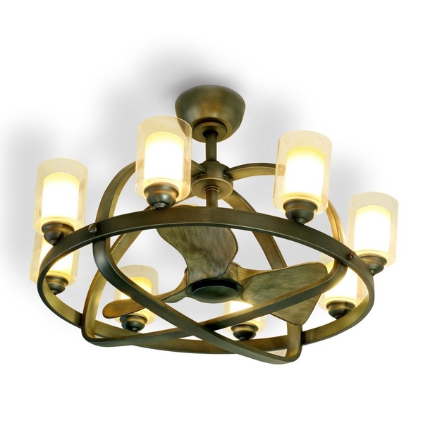 20+ Mẫu quạt trần đèn chùm pha lê tinh xảo cho phòng khách Mr.Vũ 32 Mẫu 13: Quạt trần Crown thiết kế đương đại cho không gian sống thượng lưu