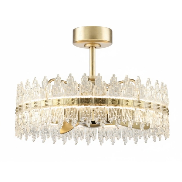 20+ Mẫu quạt trần đèn chùm pha lê tinh xảo cho phòng khách Mr.Vũ 20 Mẫu 1: Quạt trần Helios phù hợp không gian tân cổ điển và Indochine