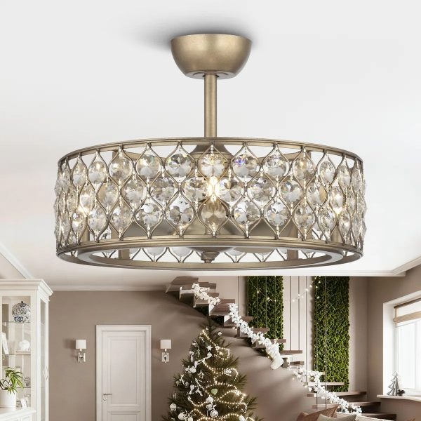 20+ Mẫu quạt trần đèn chùm pha lê tinh xảo cho phòng khách Mr.Vũ 26 Mẫu 7: Quạt trần KOTA cổ điển tinh tế, tạo điểm nhấn cho phòng khách cao cấp