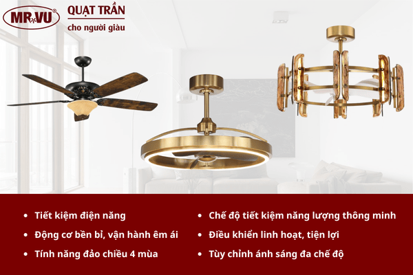 Quạt trần đèn LED Mr.Vũ sở hữu nhiều tính năng nổi bật