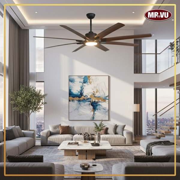 Quạt trần đèn LED hiện đại tối giản, phù hợp nhiều phong cách nội thất phòng khách