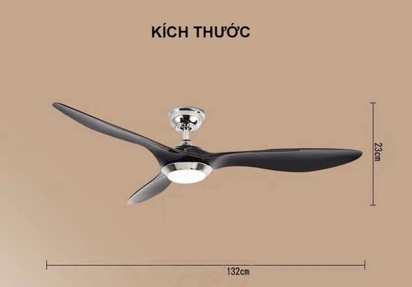 Bảng kích thước sải cánh quạt trần theo diện tích phòng 15 Sải cánh quạt trần từ đầu cánh này đến đầu cánh đối diện