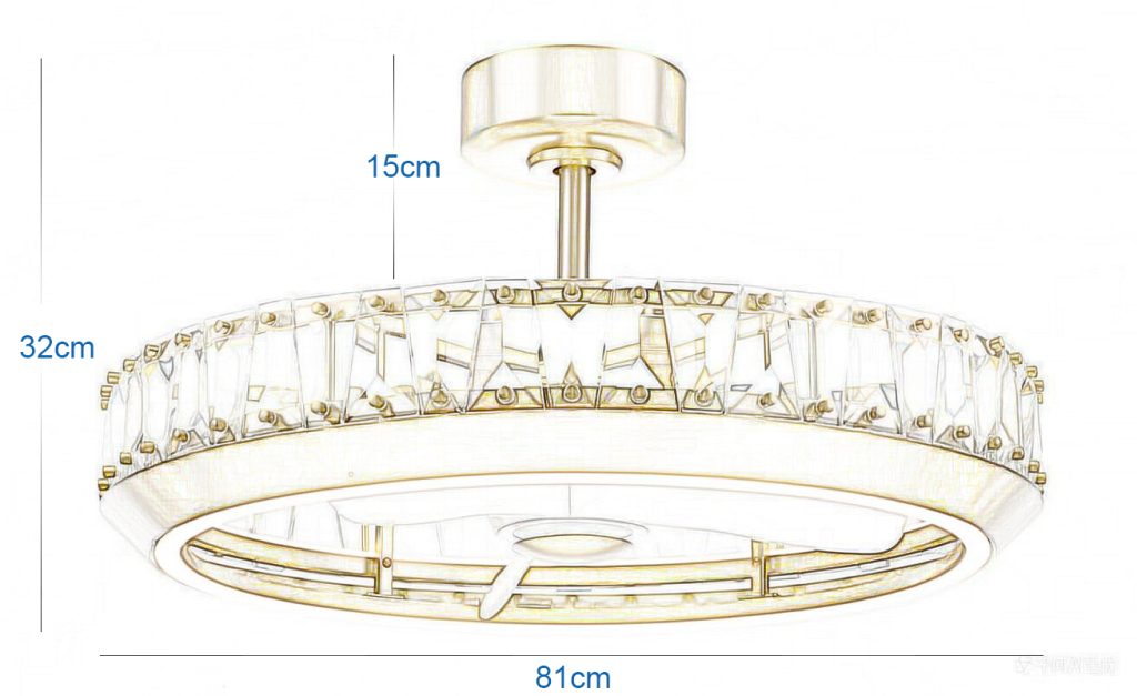 Kích thước mẫu quạt pha lê Charm
