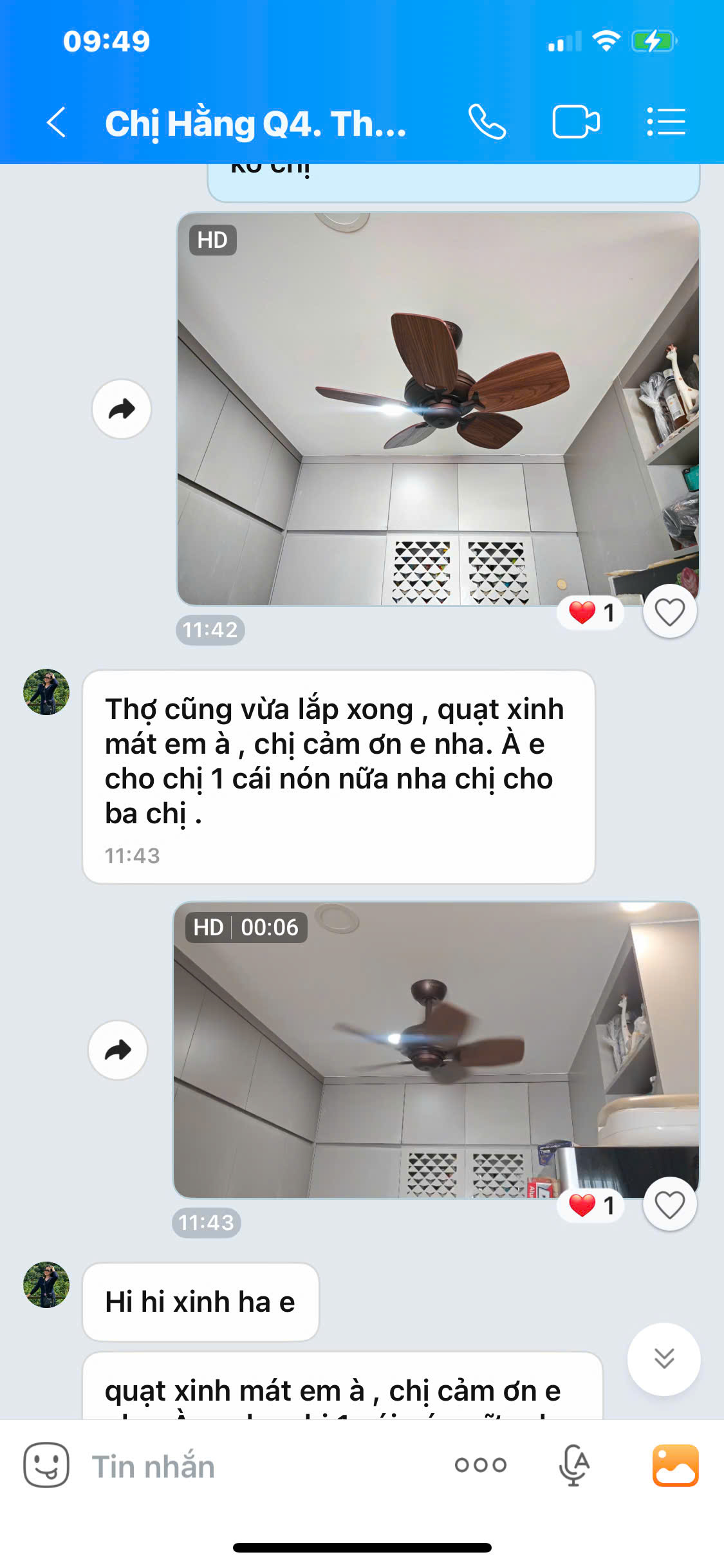 phản hồi khách mua quạt IDOL