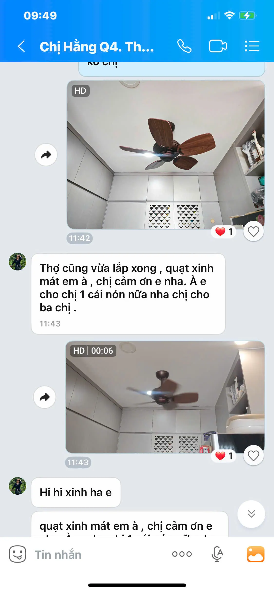 phản hồi khách mua quạt IDOL