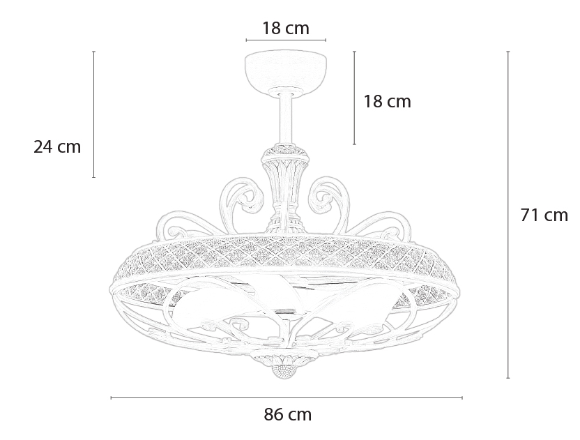 Kích thước quạt đèn độc lạ QUEEN
