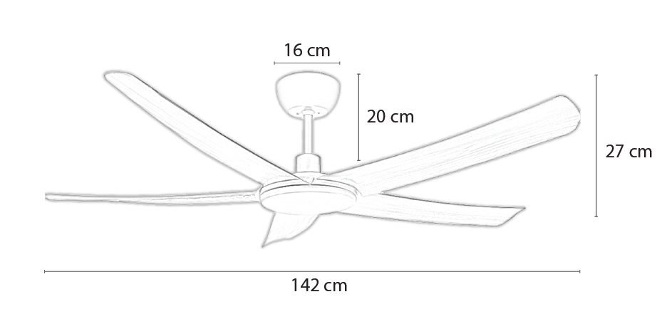 Kích thước tiêu chuẩn quạt trần HERO