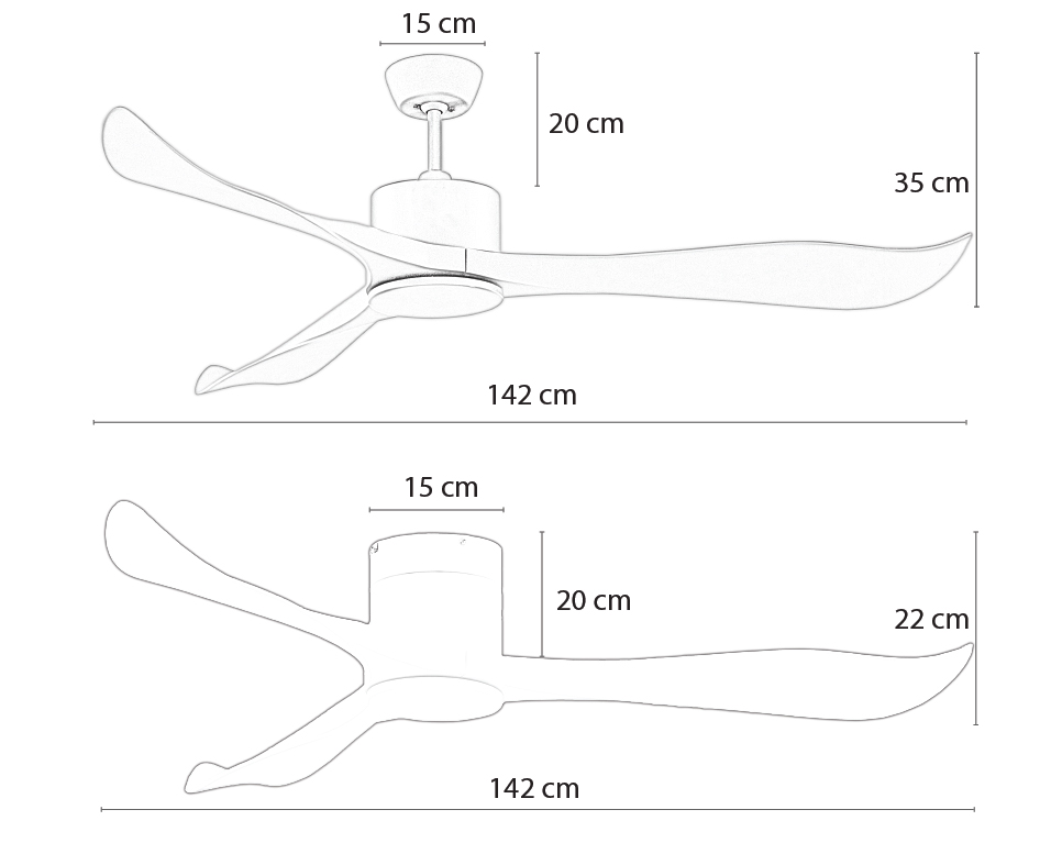 Kích thước quạt trần Slice