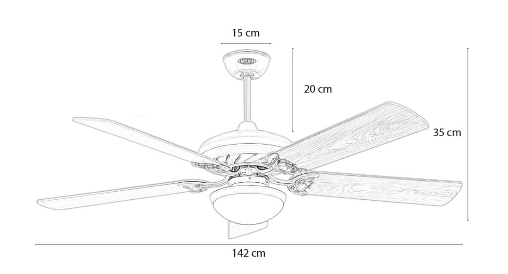 Kích thước quạt trần Lotus 1 đèn led