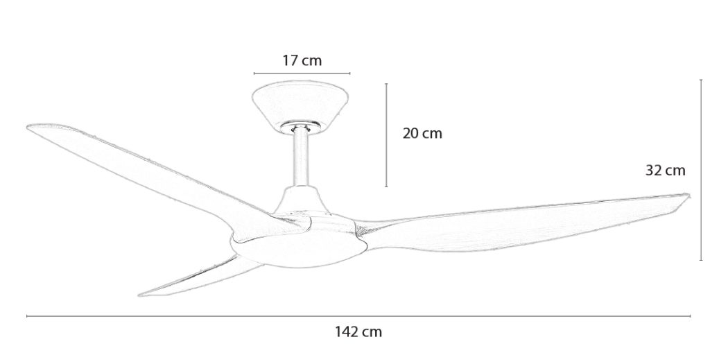 Kích thước quạt trần HURA