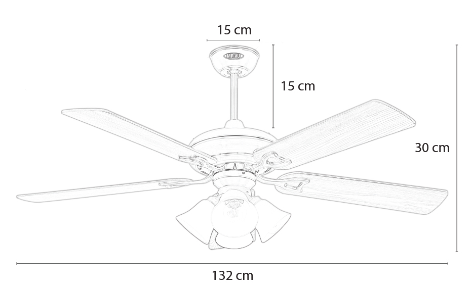 Kích thước quạt Classic 4 đèn
