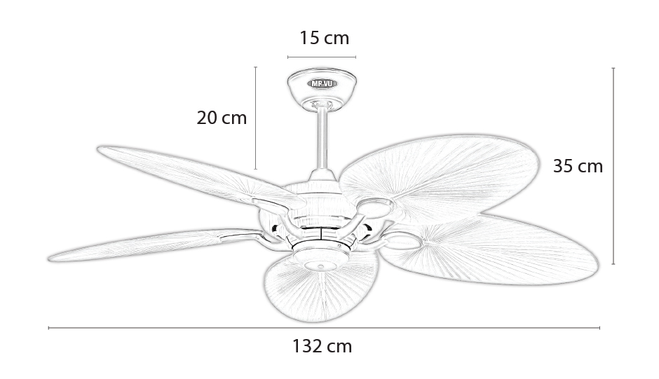 Kích thước quạt trần Casa