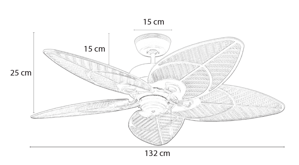 Kích thước quạt trần cánh lá TROPIKA