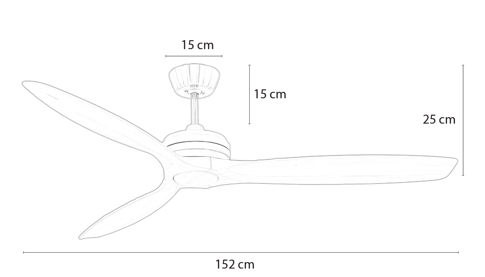 Kích thước quạt trần 3 cánh gỗ Camr