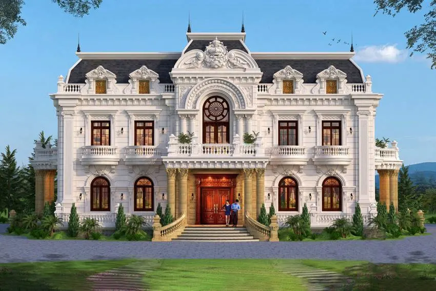 Đánh giá ưu điểm nổi bật của biệt thự cổ điển Pháp mà bạn nên biết 6 biet thu co dien phap 2
