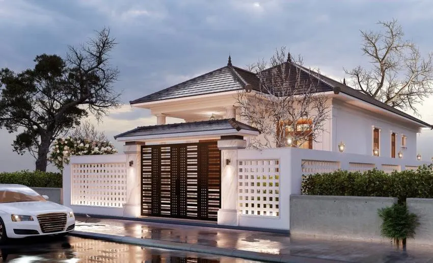 Những mẫu nhà biệt thự đẹp hiện đại thiết kế sang trọng 12 quat tran co dien 5 canh go lotus plus4