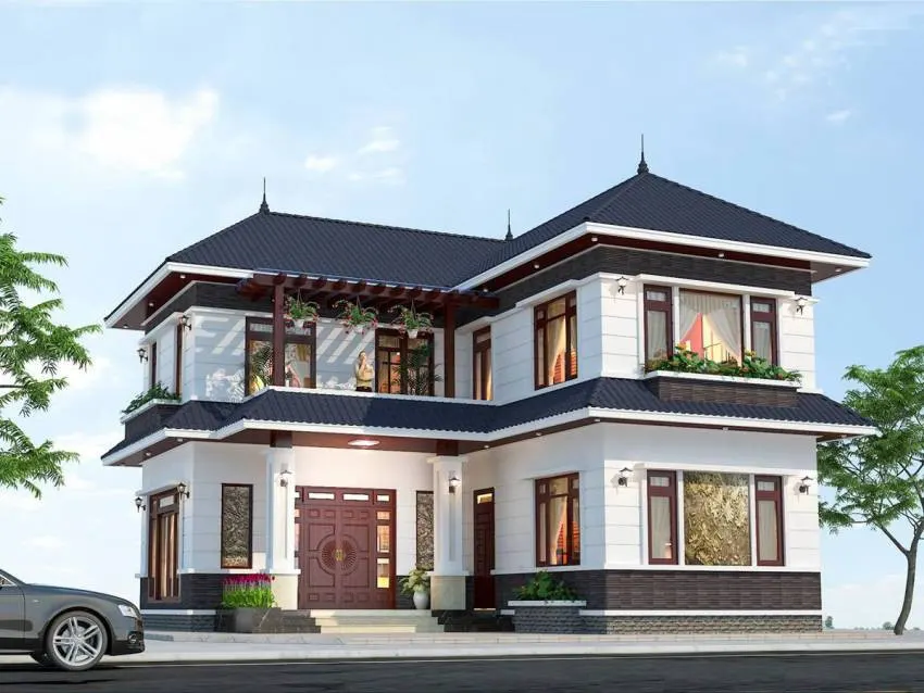 Phong cách thiết kế biệt thự 2 tầng chữ L đang phổ biến hiện nay 12 biet thu 2 tang 2