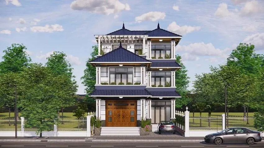 Mẫu nhà 3 tầng mái Nhật đẹp, thoáng, hiện đại xu hướng 9 mau nha 3 tang mai nhat 4
