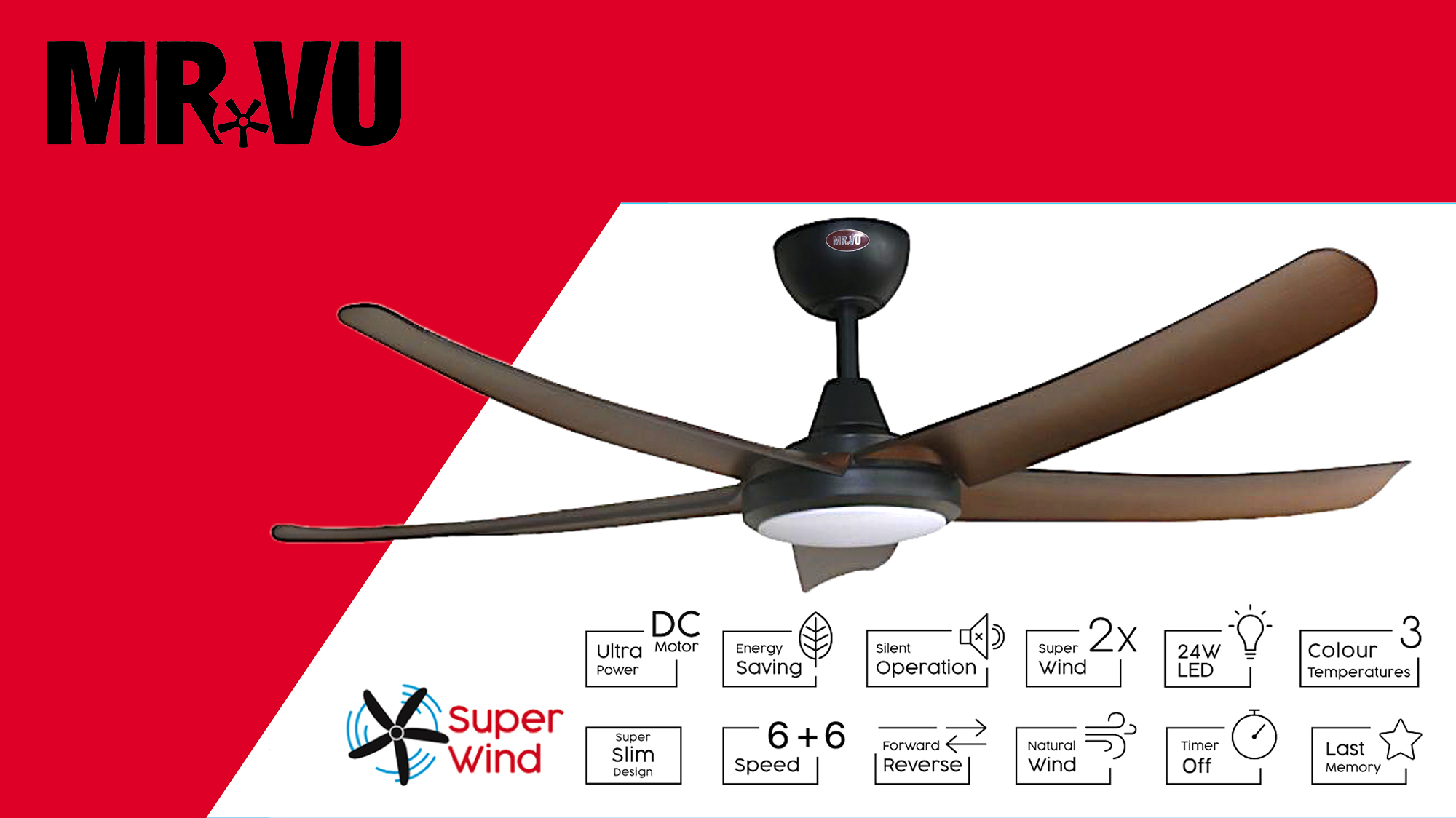 quạt trần 5 cánh hero led